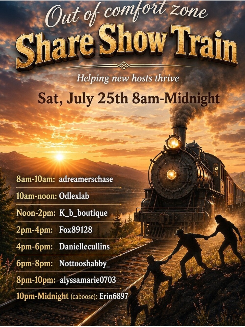 JULY 25TH!!! GET OUT OF COMFORT ZONE SHARE SHOW